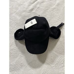 UGG Trapper Hat Black Water Resistant Faux Fur Lined Ear Flap P/M New